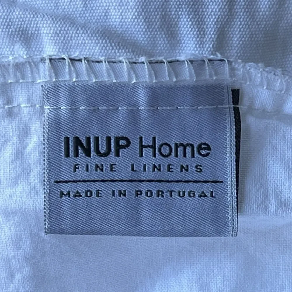 INUP Home Full/Queen Duvet Cover Pinstripe Cotton Button Closure Portugal White